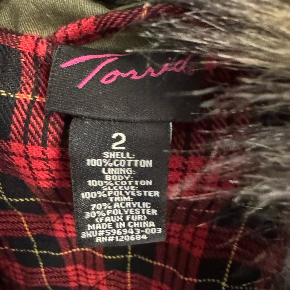 Torrid Green Utility Jacket with Fur Trim - Picture 3 of 4